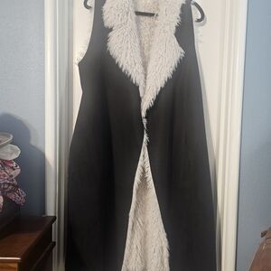 Black Vest with White Faux Fur Lining